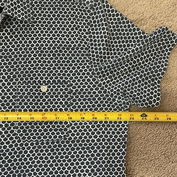 Faherty Camp Button Down Playa Coast Shirt Short Sleeve L Midnight Fishscale